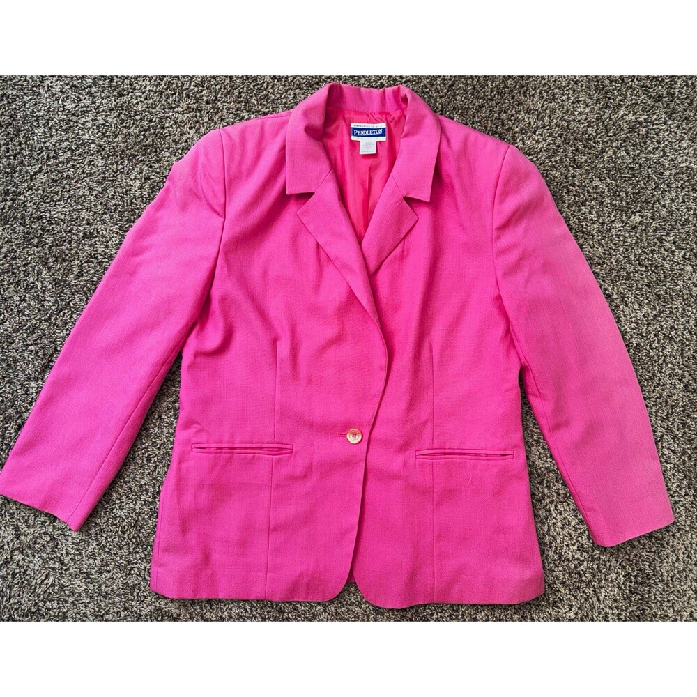 Vintage Pendleton Pink Blazer Women’s Jacket Size 14 Made in USA